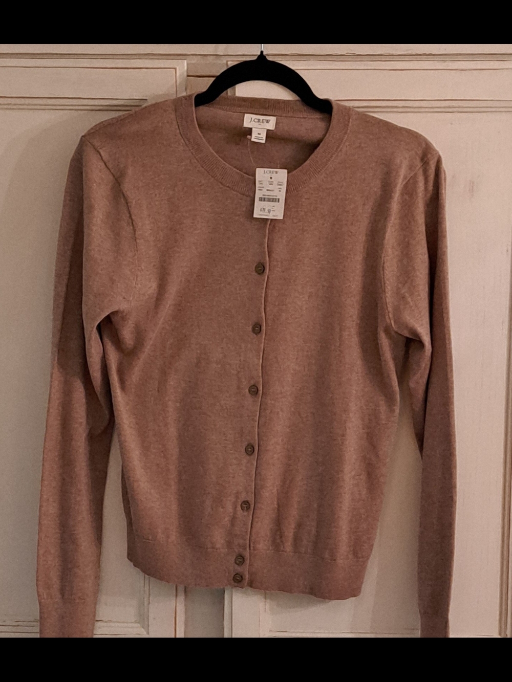 J. Crew Classic Button-Front Cardigan in Mauve